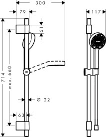 Душовий набір Hansgrohe Activera Select S 95 2 режими EcoSmart зі штаною 72 см чорний матовий 28048670