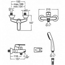 Душовий набір з настінним змішувачем для ванни і душа Roca Victoria-N A5A0125C02
