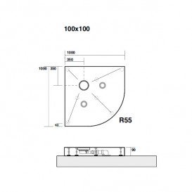 Душевой поддон акриловый Kerasan H9 100х100 см угловой белый 704817