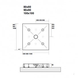 Душевой поддон акриловый Kerasan H9 90х90 см белый 704802