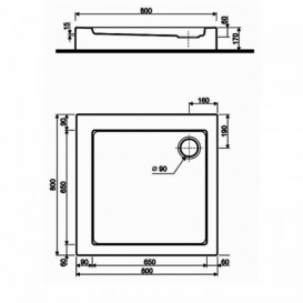 Душовий піддон акриловий Kolo Simplo 80 з інтегрованою панеллю і ніжками білий XBK0681000