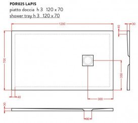 Душовий піддон Artceram Lapis 70х120 см кераміка білий матовий PDR025 05;00