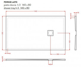 Душевой поддон Artceram Lapis 80х140 см керамика цемент PDR028 60;00