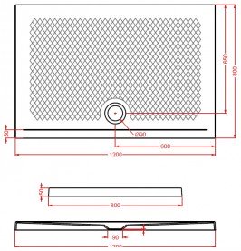 Душовий піддон Artceram Texture 120х80 см чорний глянсовий PDR021 03; 00