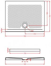 Душевой поддон Artceram Texture 90х72 см санфарфор песочный PDR017 31;00