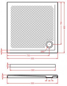 Душовий піддон Artceram Texture 90х90 см кераміка синій PDQ008 38;00