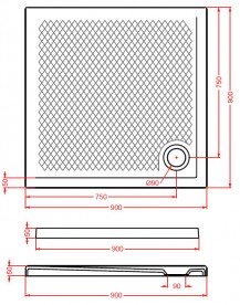 Душевой поддон Artceram Texture 90х90 см белый матовый PDQ008 05;00
