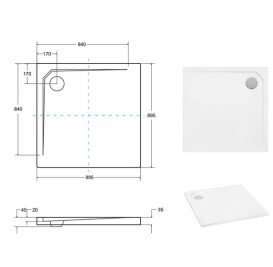 Душовий піддон Besco Acro 90х90 см акрил білий BMAC-90