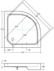 Душовий піддон Besco Alex 70х70 см акрил білий #BAA-70