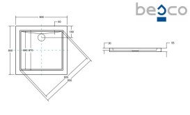 Душевой поддон Besco Aquarius SlimLine 80х80 см акрил белый BAA-80-K