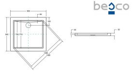 Душовий піддон Besco Aquarius SlimLine 90х90 см акрил білий BAA-90-K