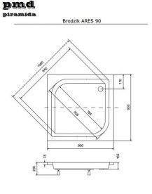 Душовий піддон Besco Ares 90х90 см акрил білий #BAA-90-KW