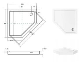 Душевой поддон Besco Bergo Slimline 90х90 см акрил белый BAB-90