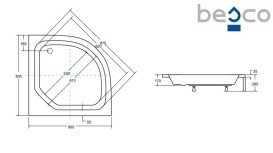 Душевой поддон Besco Diper II 80х80 см акрил белый #BAD-80-II