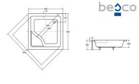 Душовий піддон Besco Igor 80х80 см із сидінням акрил білий #BAI-80