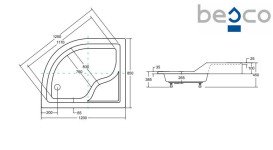Душовий піддон Besco Maxi 120x85 см L білий лівий акрил BAM-120-NL