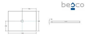 Душовий піддон Besco Nox UltraSlim 140х90 см Mineral DuraBe білий BMN140-90-BB