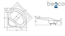 Душевой поддон Besco Oliver I 90х90 см с сиденьем акрил белый BAO-90-NR