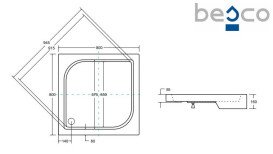 Душевой поддон Besco Oskar 80х80 см акрил белый #BAO-80-PK