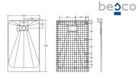 Душовий піддон Besco Vexo 140х90 см SMC білий BV-140-90-P