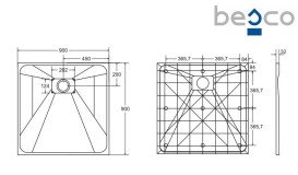 Душовий піддон Besco Vexo 90х90 см SMC чорний BVB-90-90-K
