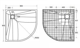 Душовий піддон Besco Vexo 90х90 см SMC чорний мармур VMB-90-90-P