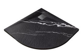 Душовий піддон Besco Vexo 90х90 см SMC чорний мармур VMB-90-90-P