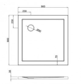 Душевой поддон Burlington 900х900 мм акрил белый Z1161