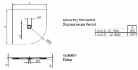 Душовий піддон чверть кола Kolpa San Lavolta 90 см R kerrock алебастр 561410