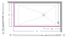 Душевой поддон Hatria Dedicato Edge L 1101-1199x900 мм RH SOLITEX палитра на выбор Y1TW