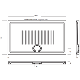Душовий піддон Hatria Lif H3 140x70 см кераміка білий SBY1ZW01