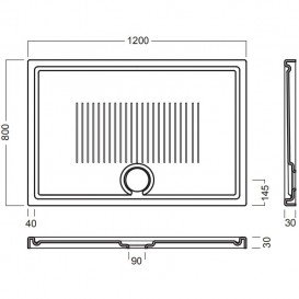 Душевой поддон Hatria LIF H3 Alchemy 120х80 см керамика белый матовый A0Y1ZX25