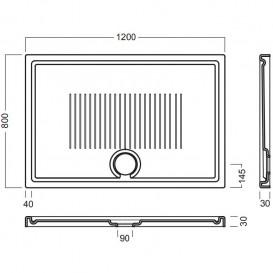 Душевой поддон Hatria LIF H3 Alchemy 120х80 см керамика белый матовый A0Y1ZX25
