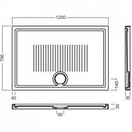 Душовий піддон Hatria LIF H3 Alchemy 120х70 см кераміка білий матовий з сифоном PCY1ZZ25