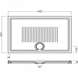 Душевой поддон Hatria LIF H3 Alchemy 140х80 см керамика белый матовый с сифоном PCY1ZV25