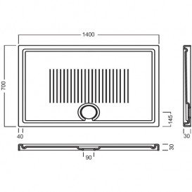 Душевой поддон Hatria LIF H3 Alchemy 140х70 см керамика белый матовый с сифоном PCY1ZW25