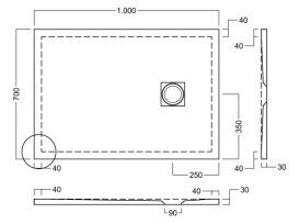 Душевой поддон Hatria Lif H3 Evo 100x70 см с сифоном фаянс/пластик белый глянцевый P0Y9BD01
