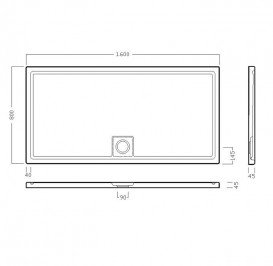 Душовий піддон Hatria LIF.ST showertrays HEAVYCRIL 1600x800x45 YXEX01