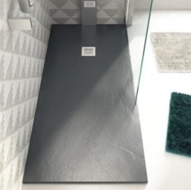 Душовий піддон Hatria Petra H3 Ardesia 100x80 см з сифоном кераміка чорний матовий PA1000800020T