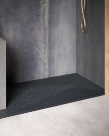 Душовий піддон Hatria Petra H3 Ardesia 100x80 см з сифоном кераміка чорний матовий PA1000800020T