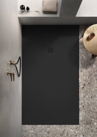 Душевой поддон Hatria Petra H3 Levigato 100x80 см с сифоном керамика черный матовый PL1000800021T