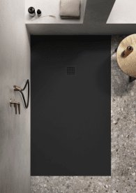 Душевой поддон Hatria Petra H3 Levigato 120x70 см с сифоном керамика черный матовый PL1200700021T