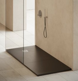 Душевой поддон Hatria Petra H3 Levigato 140x80 см с сифоном керамика черный матовый PL14008000200