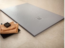 Душовий піддон Hatria Petra H3 Natural 100x80 см з сифоном кераміка цемент PN1000800070T