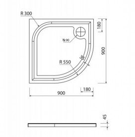 Душевой поддон Marmorin Otero 90х90 см искусственный камень белый 285 090 2xx