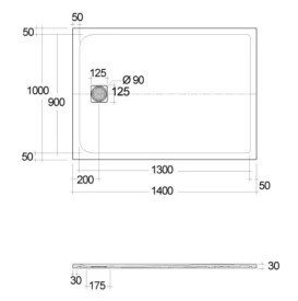 Душевой поддон Kludi Terra 100х140 см композит белый матовый 08DW1653
