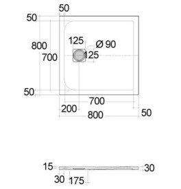 Душевой поддон Kludi Terra 80х80 см композит черный матовый 08DW0939
