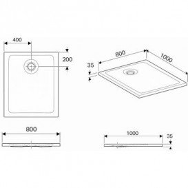 Душовий піддон Koło Nemea 100х80 см акрил білий 550.563.00.1