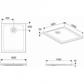 Душевой поддон Koło Nemea 100х90 см акрил белый 550.564.00.1