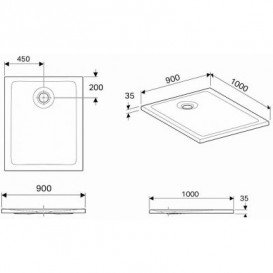 Душевой поддон Koło Nemea 100х90 см акрил белый матовый 550.584.00.1